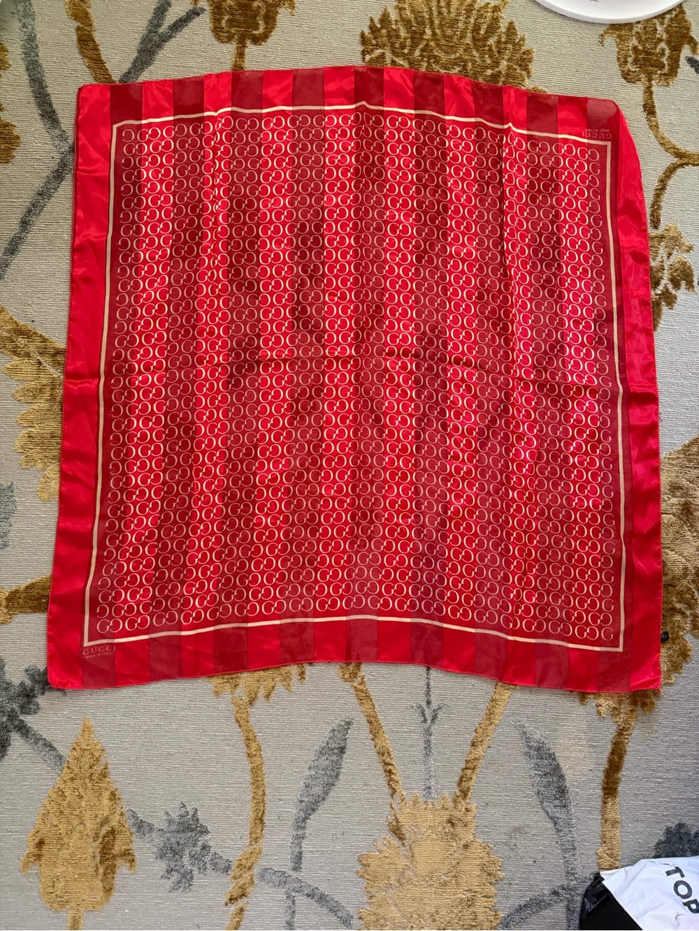 Red GUCCI silk Silk Scarf - Luxury Home Accent